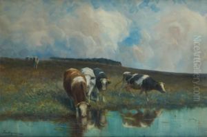 Vaches S'abreuvant by Maurice Hagemans