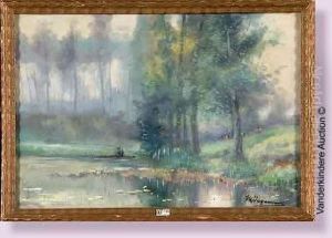 Pecheur Sur L'etang by Maurice Hagemans