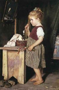 Young Girl Combing Her Hair by Phillip Richard Morris