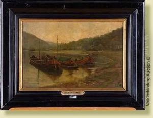 Bateaux En Bord De Riviere by Maurice Hagemans