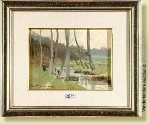 Lalasne A Genval, Aquarelle Et 
Gouache Sur Papier. Signee En Bas Agauche M. Hagemans. Ecole Belge. 
Dim.: 17x23,5 Cm