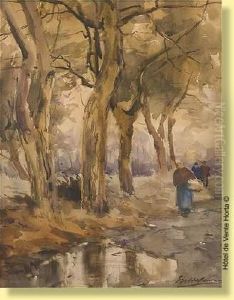 Promeneurs En Sous-bois by Maurice Hagemans