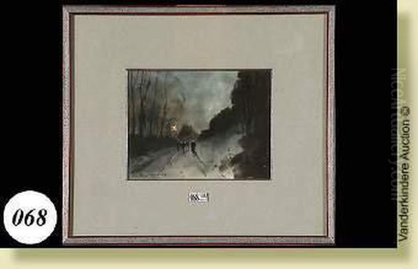 Cheminanime A La Tombee Du Jour,
Aquarelle Sur Papier. Signee En Bas Agauche M. Hagemans. Ecole Belge.
Dim.: 15,5x20,5cm - view 1