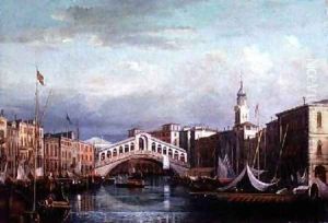 View of the Rialto Bridge in Venice by Giovanni Migliara