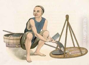 A Fishmonger plate 39 from The Costumes of China by Major George Henry Mason