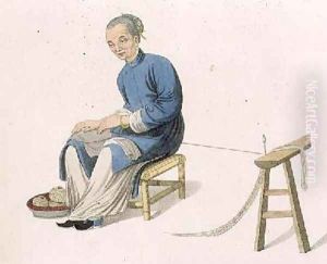 An Old Woman Twisting Cotton by Major George Henry Mason