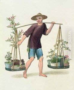 A Porter with Fruit Trees and Flowers by Major George Henry Mason