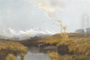 Landscape With A View Of The Alps by Fritz Halberg-Krauss