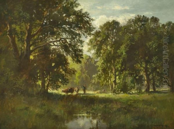 Hirte Mit Vieh Auf Der Waldlichtung - view 1