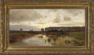 Weite Dachauermoorlandschaft Am Abend by Fritz Halberg-Krauss