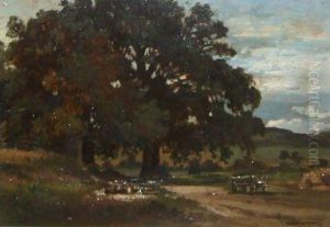 Wooded Landscape With Cart by Fritz Halberg-Krauss