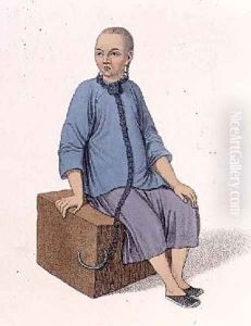 A Man Fastened to a Large Block of Wood by Major George Henry Mason