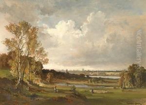 Blick Uber Die Isar Auf Die Stadt by Fritz Halberg-Krauss