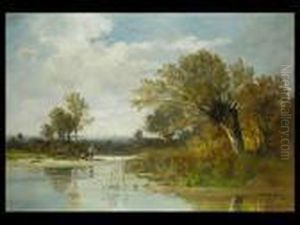 Angler Am Fluss by Fritz Halberg-Krauss