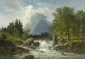Gebirgsfluss. by Fritz Halberg-Krauss