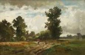 Sommerliche Baumlandschaft Mit
Spaziergangerin. by Fritz Halberg-Krauss