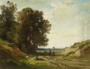 Baumlandschaft Mit
 Wanderern.