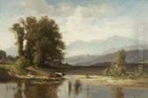 Kuhe Am Fluss by Fritz Halberg-Krauss