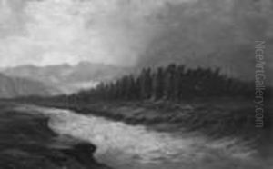 "abziehendes Gewitter".
 Sign. Ol Auf Karton. 42 X 66 Cm. Rahmen