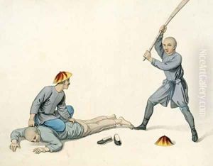 An Offender Undergoing the Bastinade by Major George Henry Mason