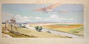 Comte Charles de Lambert in a Bleriot Monoplane flies the West Circuit by Marguerite (Gamy) Montaut