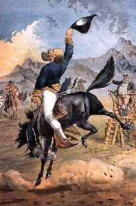 Riding the Buck Jumpers Lord Salisbury on the Black Horse Gladstone from St Stephens Review Presentation Cartoon 30 July 1887 by Tom Merry