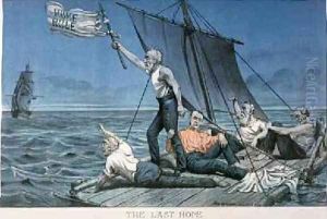 The Last Hope cartoon satirising Gladstones support of the Irish Home Rule Bill 1886 by Tom Merry