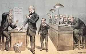 Mr Gladstone and his Clerks from St Stephens Review Presentation Cartoon 1 May 1886 by Tom Merry
