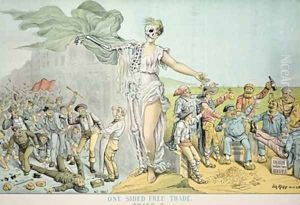 One Sided Free Trade anti-Free Trade cartoon 1886 by Tom Merry
