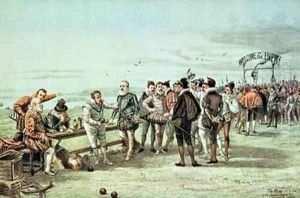 The Armada of 1888 in Sight Ministers at Play from St Stephens Review Presentation Cartoon 21 July 1888 by Tom Merry