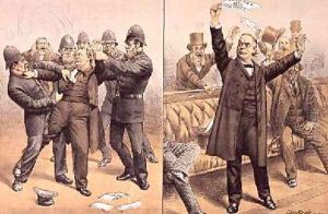 The Oaths Bill Passed by a Hundred Votes from St. Stephens Review Presentation Cartoon 24 March 1888 by Tom Merry