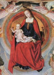 The Moulins Triptych (detail) 1498-99 by Master of Moulins (Jean Hey)