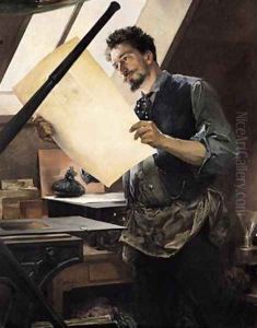 Felicien Rops 1833-98 in his studio by Paul Mathey
