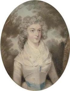 Portrait Of A Lady, Half-length, In A Romantic Landscape by Hugh Douglas Hamilton