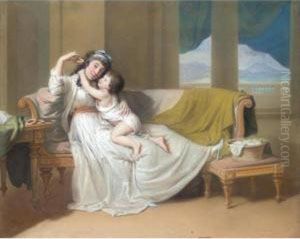 Portrait Of A Woman And Child In An Interior