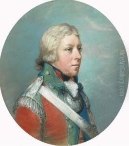 Portrait Of Sir Corbett Corbett, Half-length, In Profile To The Right, In Military Dress by Hugh Douglas Hamilton