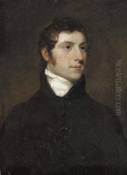 Portrait Of A Gentleman, 
Believed To Be Robert La Touche, Smallhalf-length, In A Black Coat - view 1