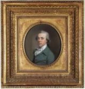 Portrait Of James Colyear
Dawkins Of Standlynch, Bust-length, In Ablue-green Coat, With White
Stock, Oval by Hugh Douglas Hamilton
