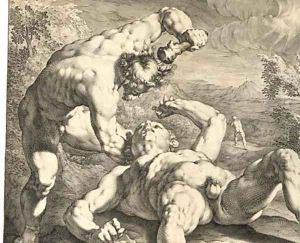 Cain killing Abel, after C. van Haarlem by Jan Muller