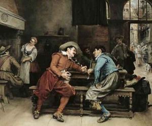 Two Men Talking in a Tavern by Jean Charles Meissonier