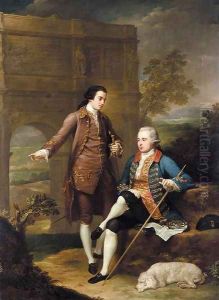 Portrait of Two Gentlemen before the Arch of Constantine in Rome 1767 by Anton von Maron