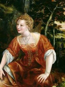 Young Girl in a Landscape by Jan Massys