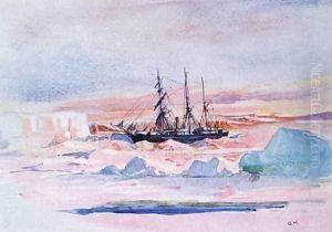 Aurora Australis illustration from The Heart of the Antarctic by George Marston