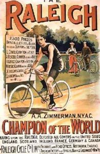 Poster advertising cycles Raleigh by T. Moore