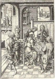 Christ at Emmaus by Israhel van, the Younger Meckenem