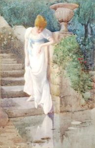 Ayoung Girl Standing On The Steps To A Pool