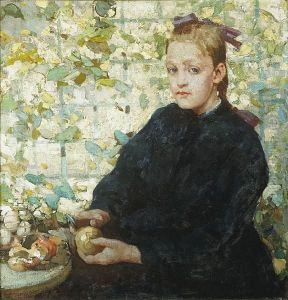 A Young Girl Peeling An Apple A Young Girl Peeling An Apple