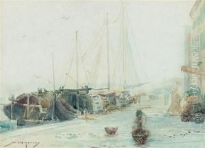 Sorting The Catch On The Quayside by William Lee Hankey