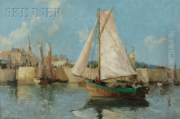 View Of Sailboats By A Rampart - view 1
