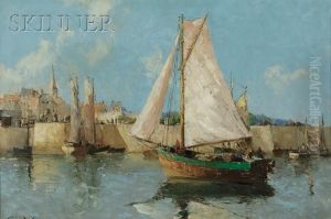 View Of Sailboats By A Rampart